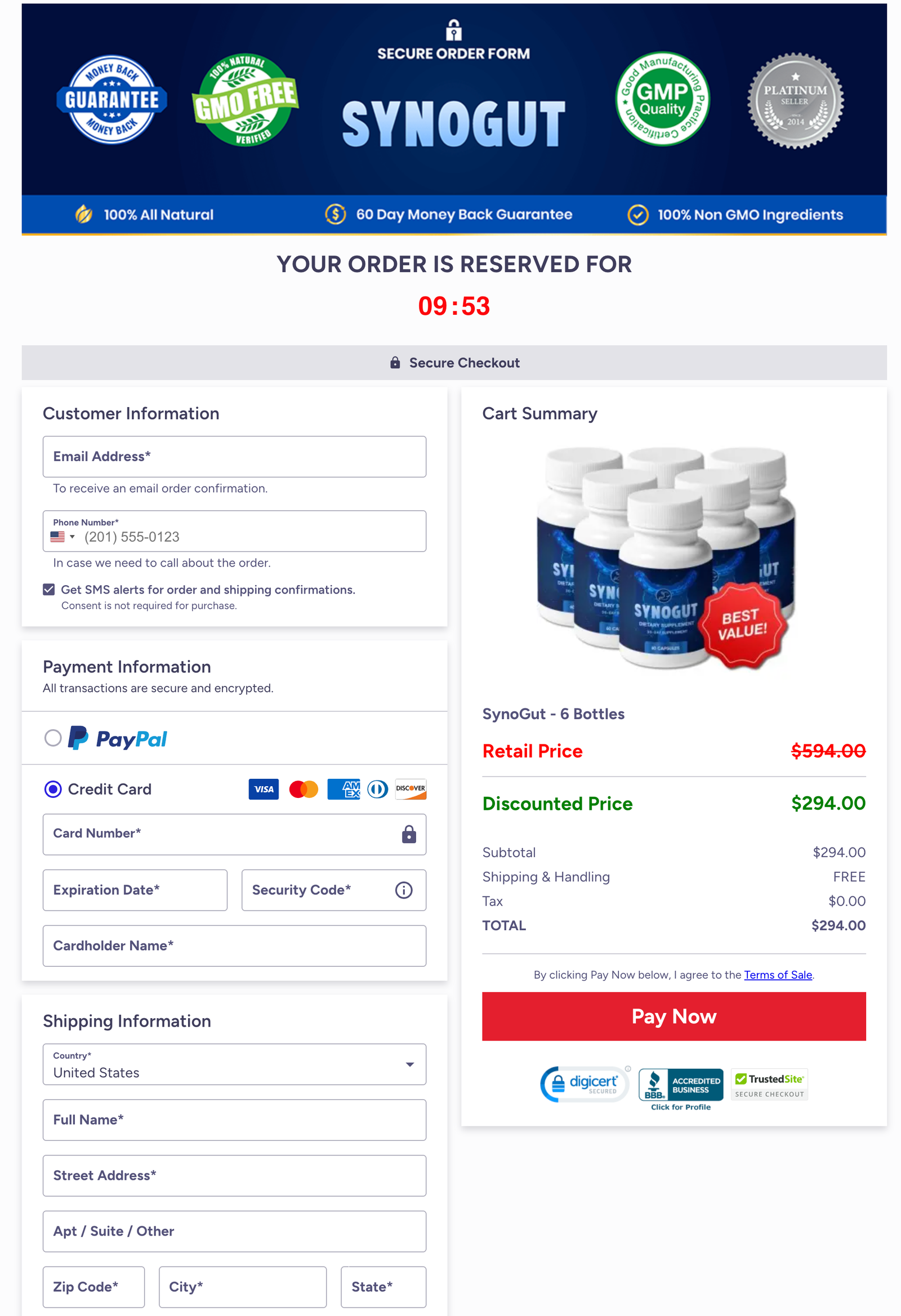 SynoGut Official Website Secure Order Page